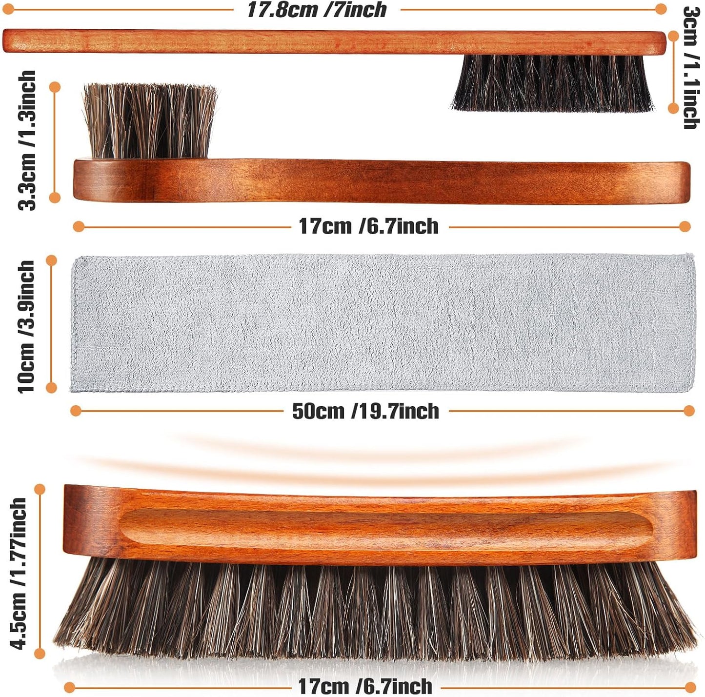 4 Pcs Horsehair Shine Shoes Brush Kit Polish Dauber Applicators Cleaning Leather Shoes Boots Care