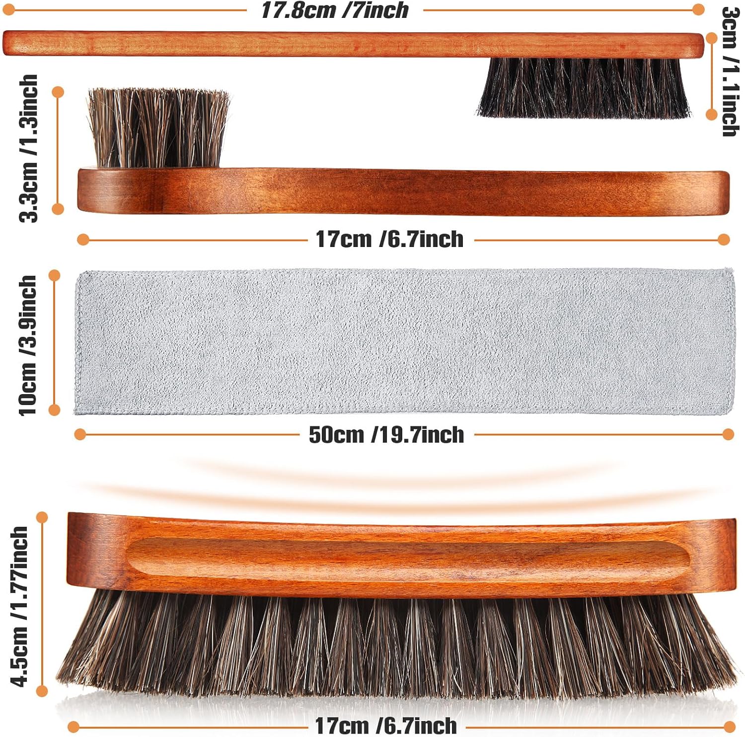 4 Pcs Horsehair Shine Shoes Brush Kit Polish Dauber Applicators Cleaning Leather Shoes Boots Care