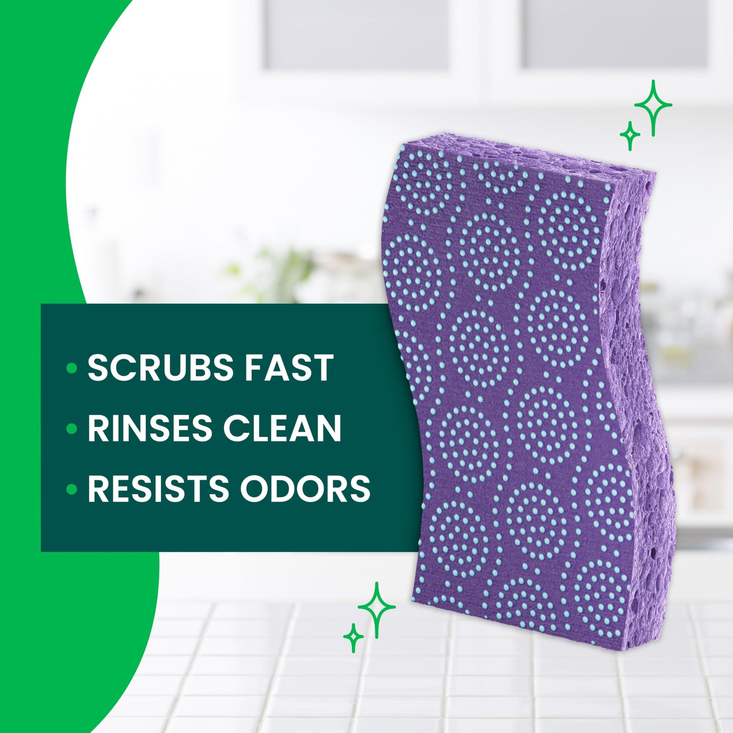 Scotch-Brite Odor Resist Non-Scratch Scrub Sponge, Dishwasher-Safe Kitchen Sponges that Resist