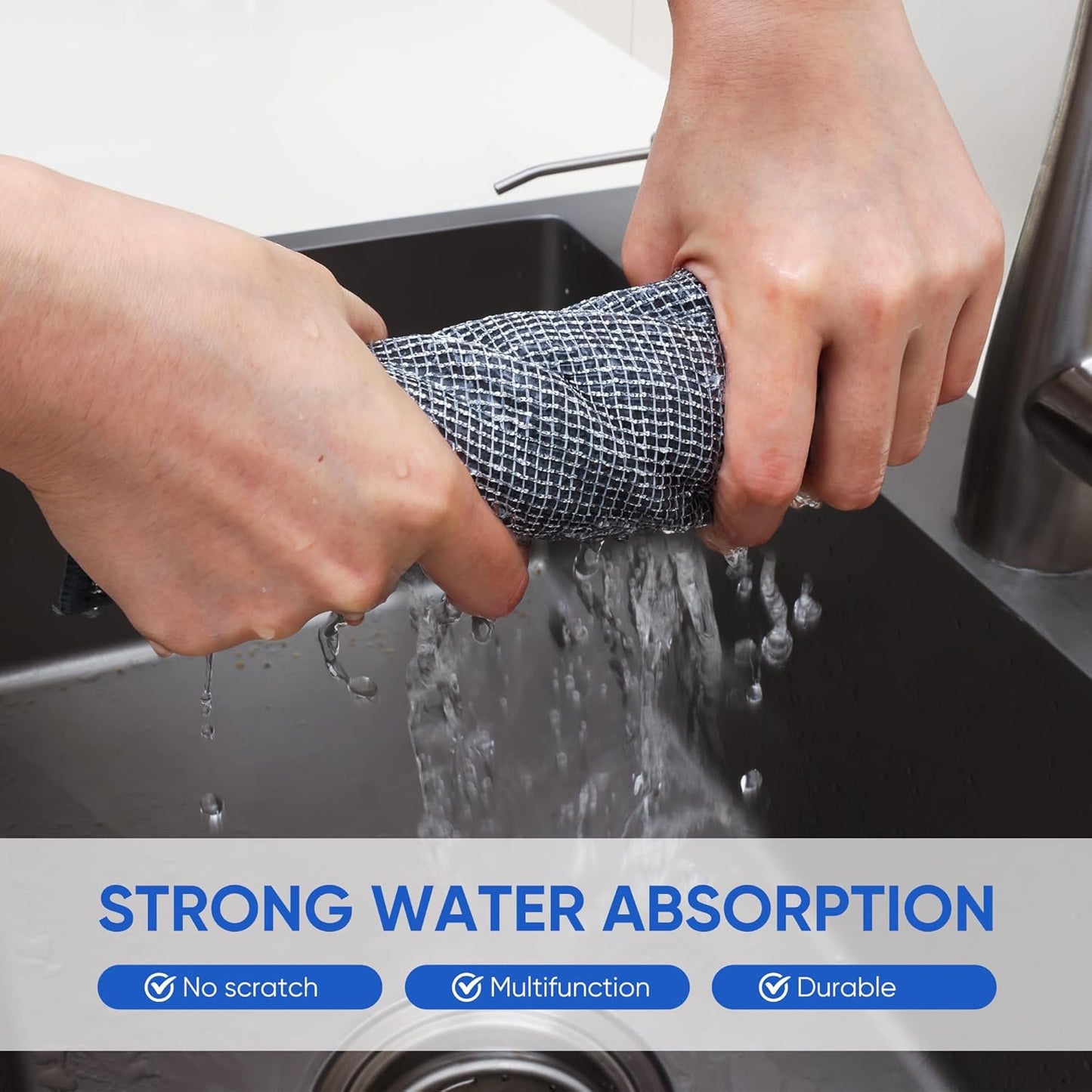 10Pcs New Upgrade 2-Layer Non Scratch Wire Dishcloth,Wire Dishwashing Rag, Non-Scratch Wire