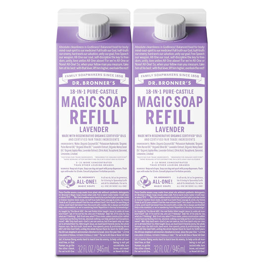 Dr. Bronner's Magic Soap-Pure-Castile Liquid Refill (Lavender, 32 ounce, 2-Pack) - Made with