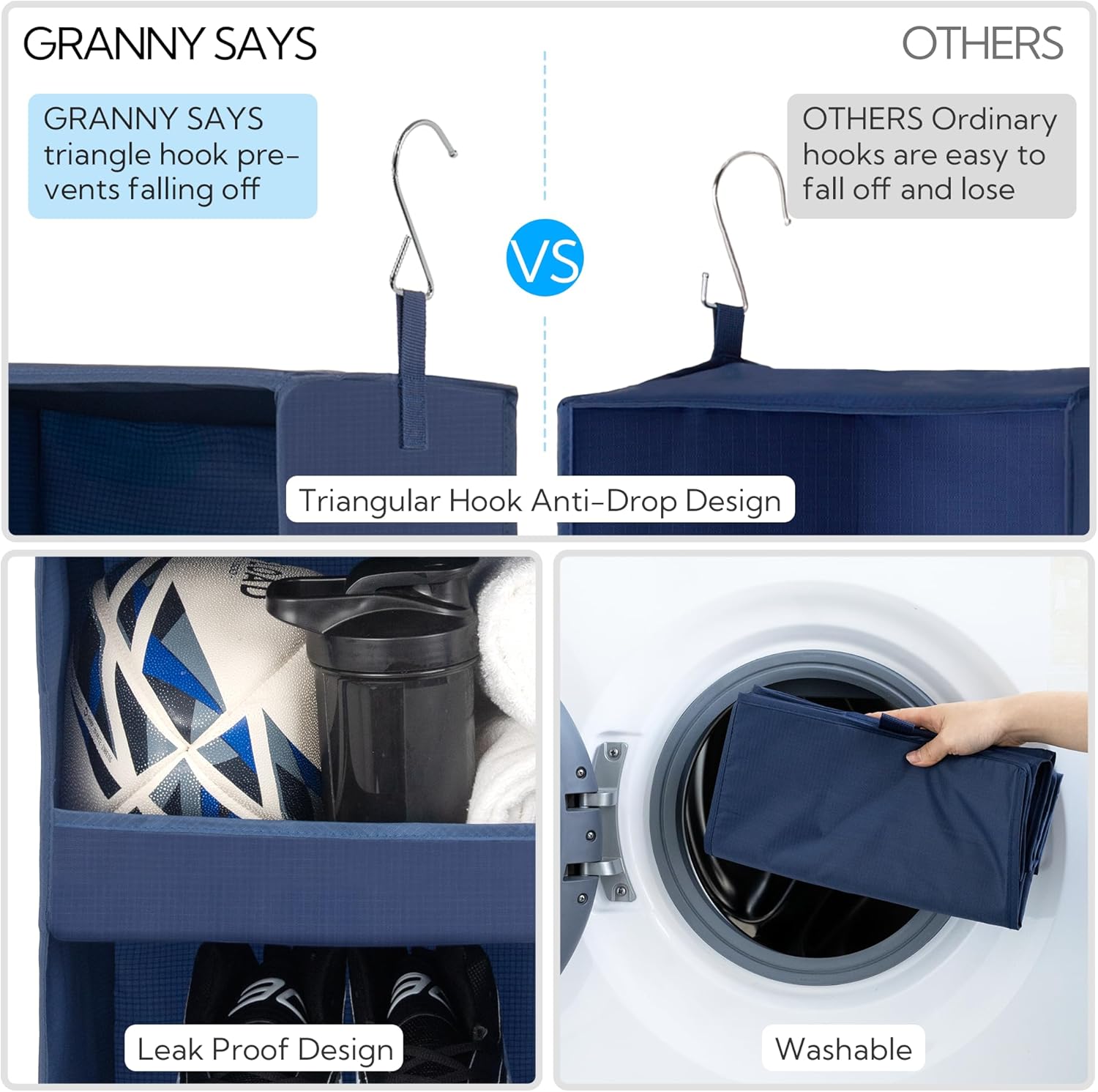 GRANNY SAYS 3-Shelf Closet Organizers and Storage, Foldable Hanging Closet Organizer, Closet