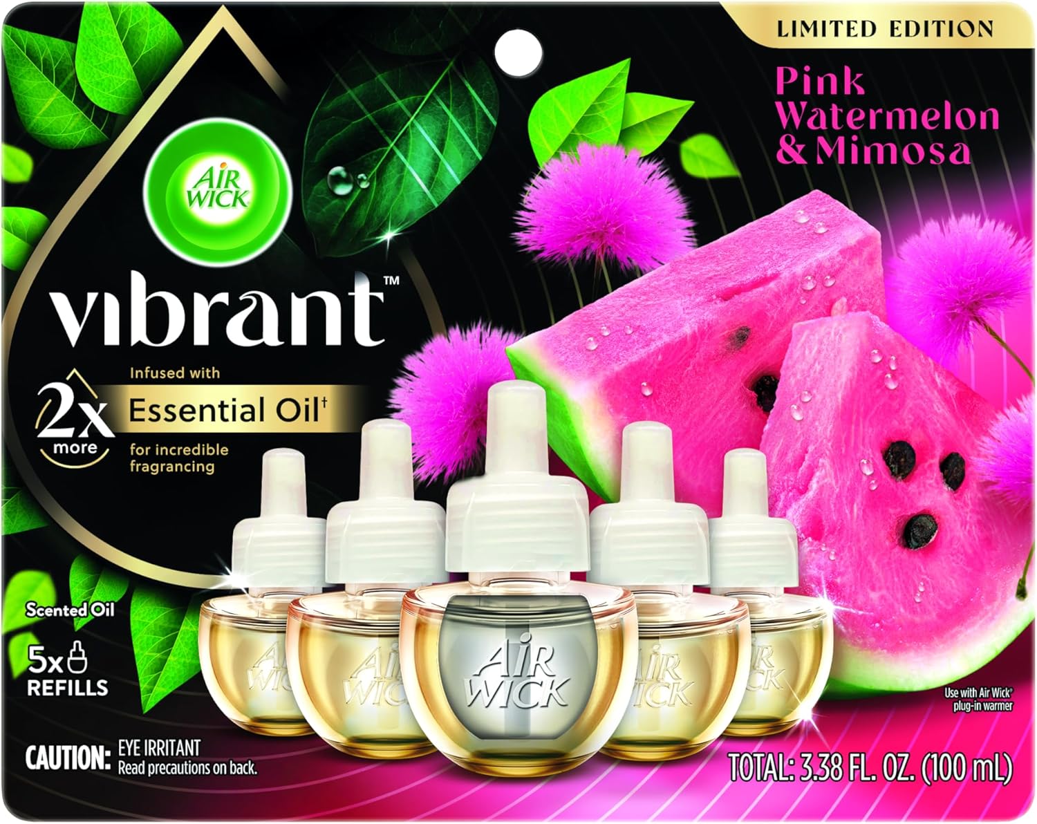 Air Wick Plug In Scented Oil Refills, Watermelon and Mimosa, Air Fresheners for Home Long Lasting