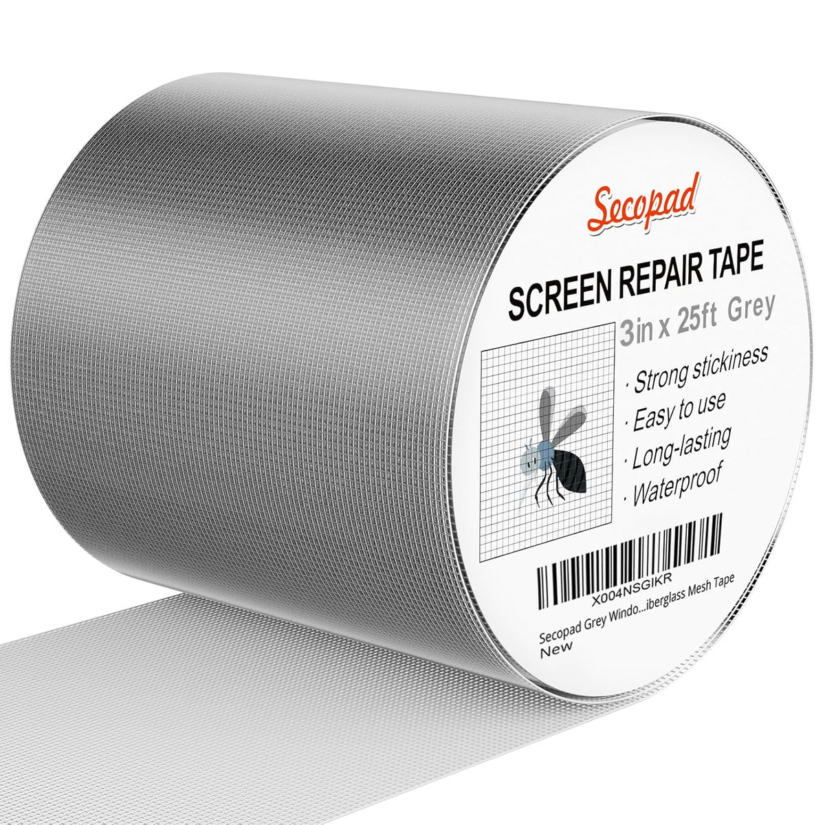 Grey Window Screen Repair Tape, 3IN X 25FT (300IN) Screen Repair Kit for Windows or Doors, Strong