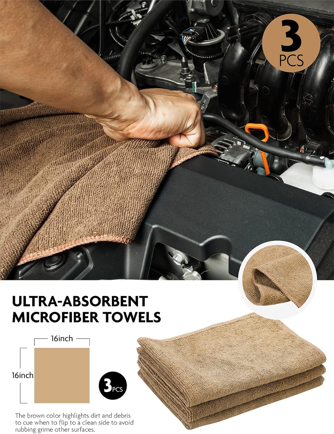 Fantasticlean 9PCS Car Interior Detailing Set, Microfiber Cloth & Applicator, Single-Head Detailing
