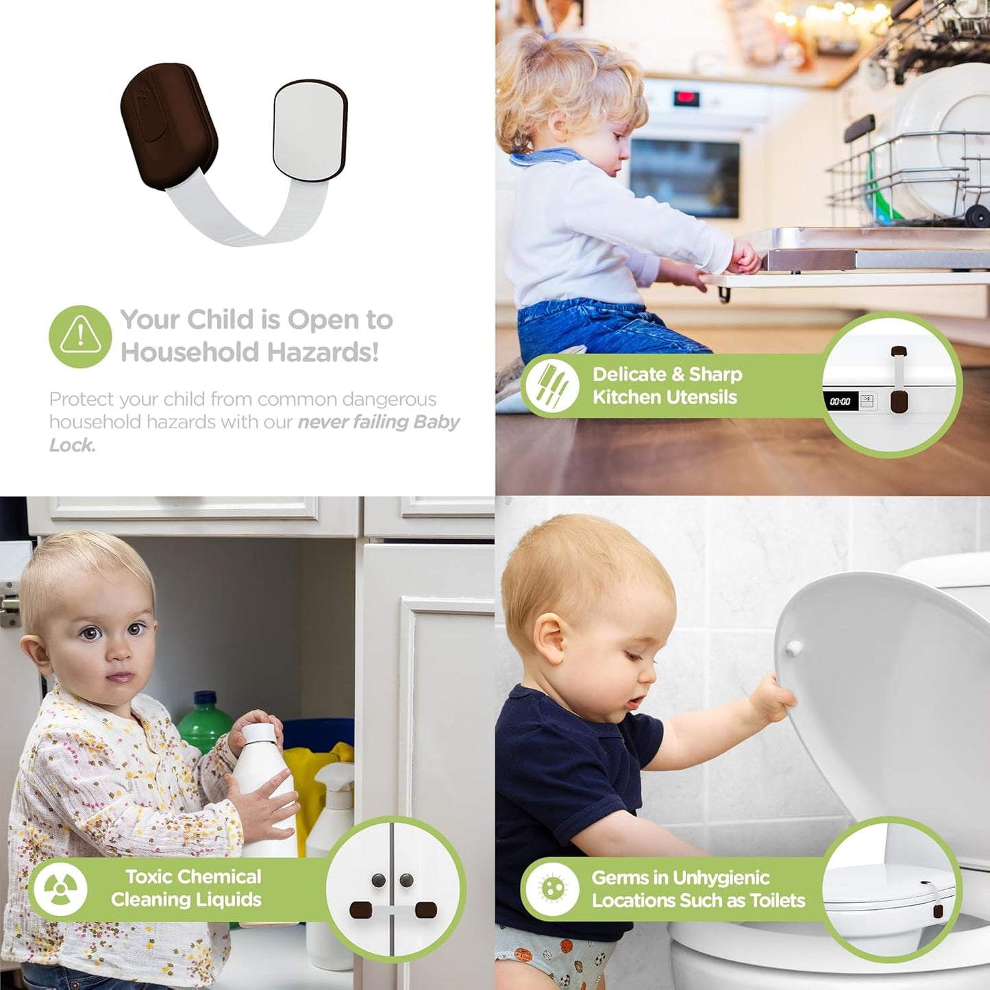SKYLA HOMES Baby Locks (8-Pack) Child Safety Cabinet Proofing - Safe Quick and Easy 3M Adhesive