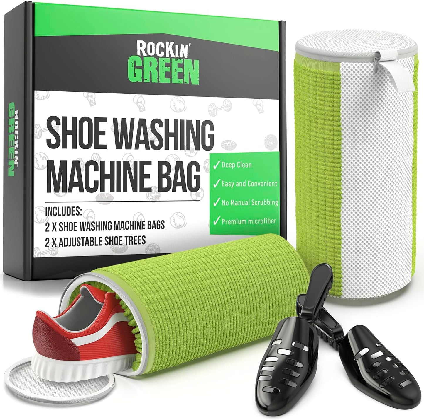Rockin'Green Shoe Washing Machine Bag - 360° Deep Clean Shoe Washing Bag - Shoe Bag for Washing