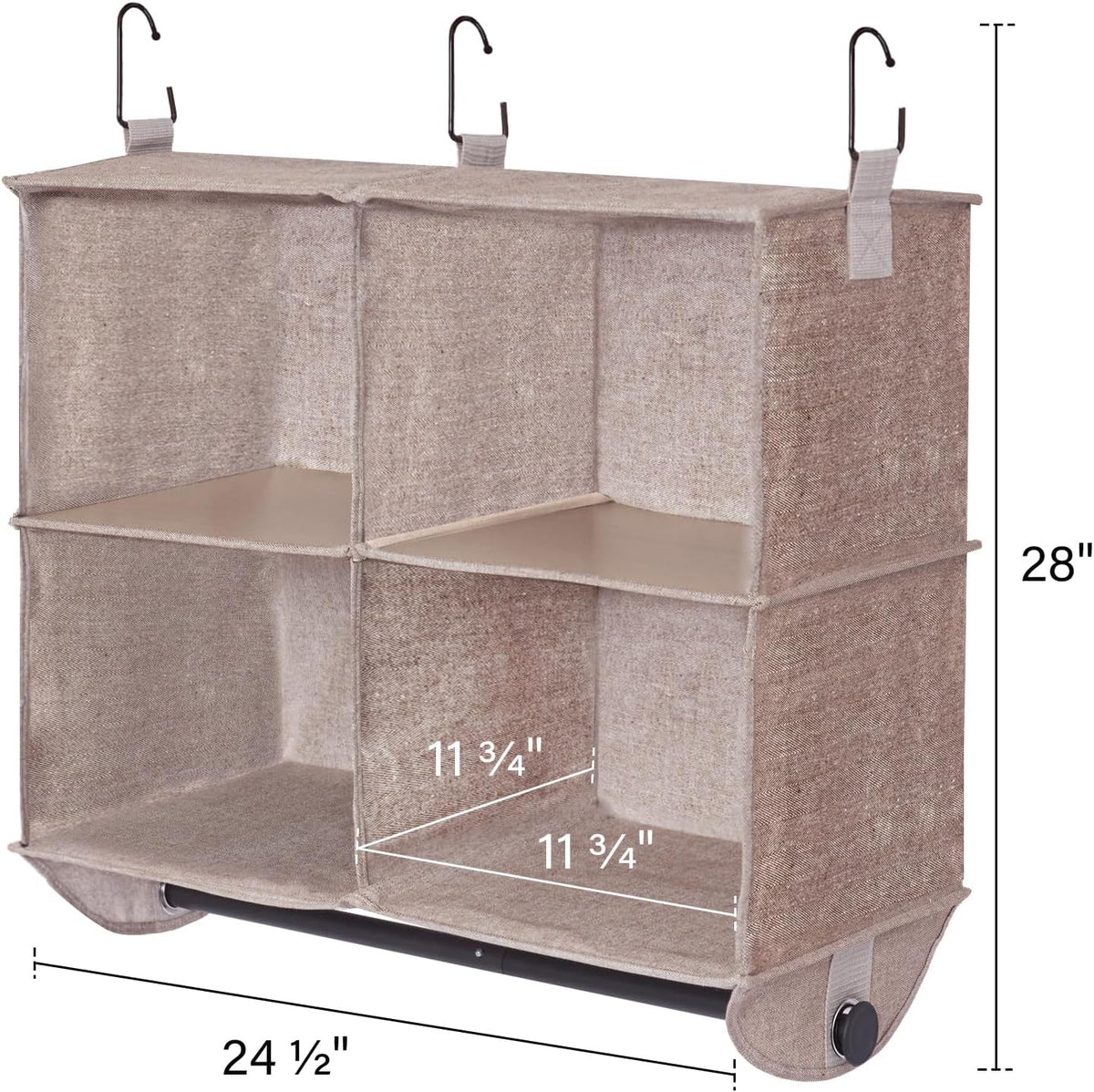 StorageWorks Hanging Closet Organizer with Metal Rod, 4-Section Closet Organizers and Storage