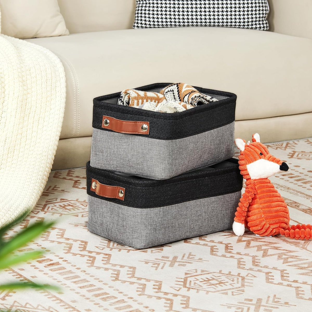 DULLEMELO Small Storage Baskets for Organizing - 11.8x7.9x5.1 inch Collapsible Storage Bins Set of