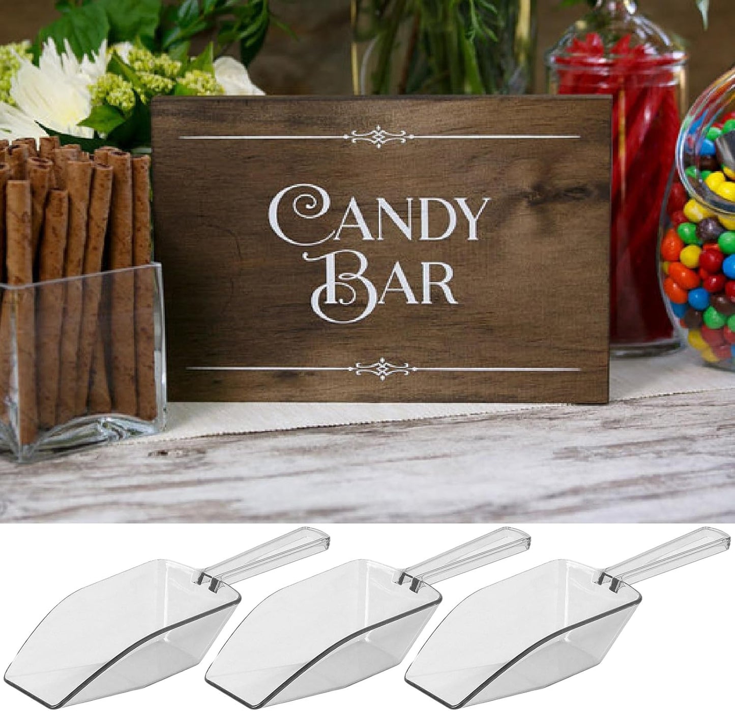 Clear Mini Plastic Acrylic Scoops 12 Pcs | 5.5” Kitchen Scoop | Wedding Desserts | Candy Buffet