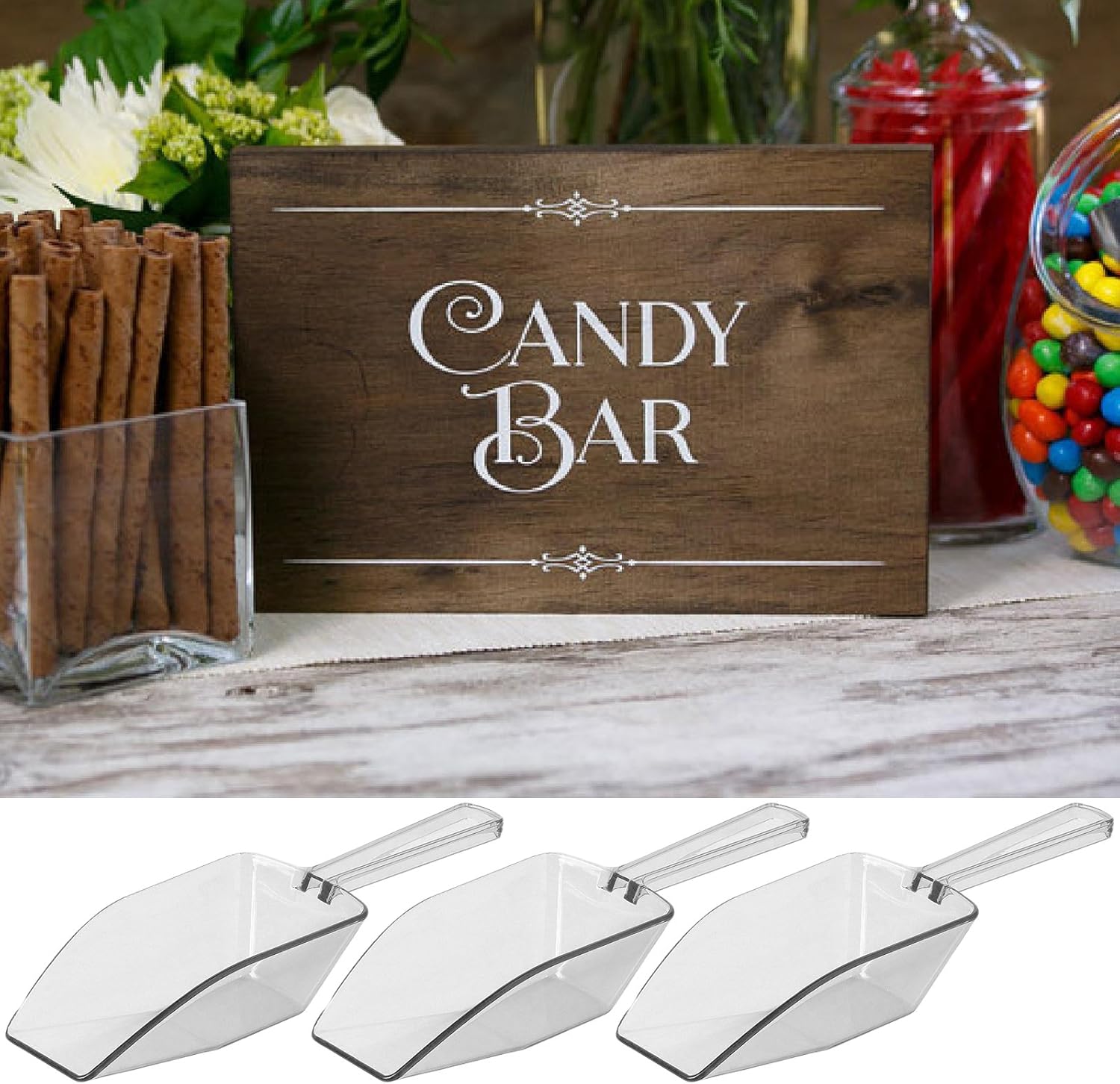 Clear Mini Plastic Acrylic Scoops 12 Pcs | 5.5” Kitchen Scoop | Wedding Desserts | Candy Buffet