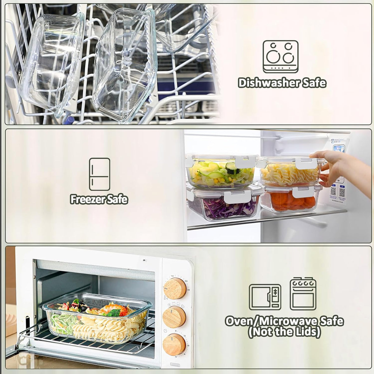 [80 oz & 36 oz]Extra Large Glass Food Storage/Baking Containers Set with Lids, 2 Pack 80 oz(10