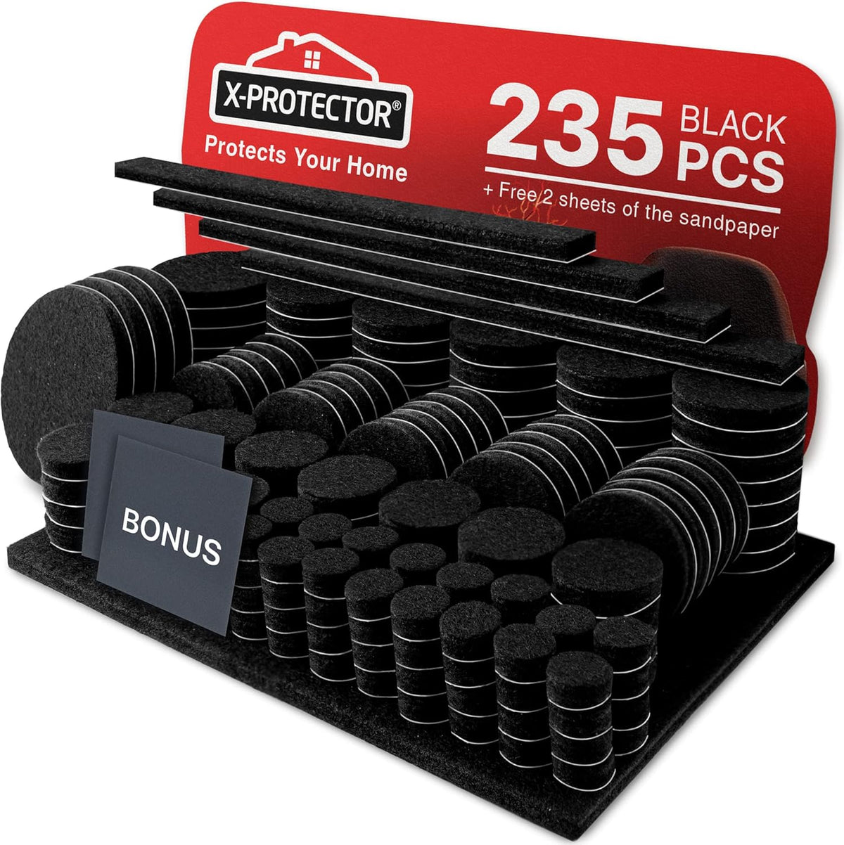 Felt Furniture Pads 235 PCS X-Protector! Huge Quantity of Black Furniture Pads for Hardwood Floors