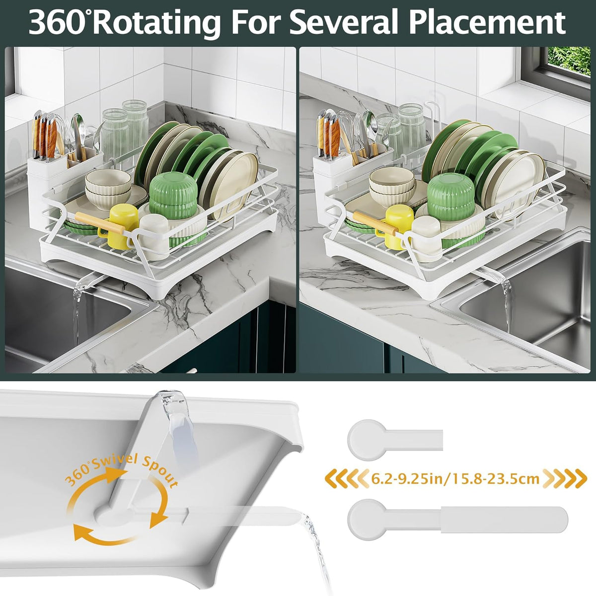 Epicano Dish Drying Rack for Kitchen Counter,Space-Saving Dish Rack,Rustproof Dish Drainer with
