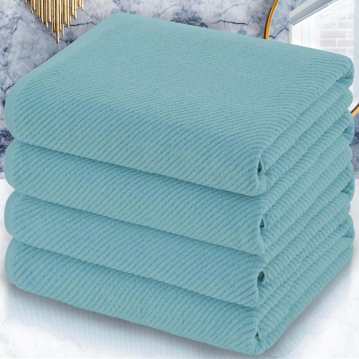 Luxury Bath Towels, 4PC Large 30" x 56" - 100% Cotton | Quick Dry | Hotel Quality | Thick | Soft |