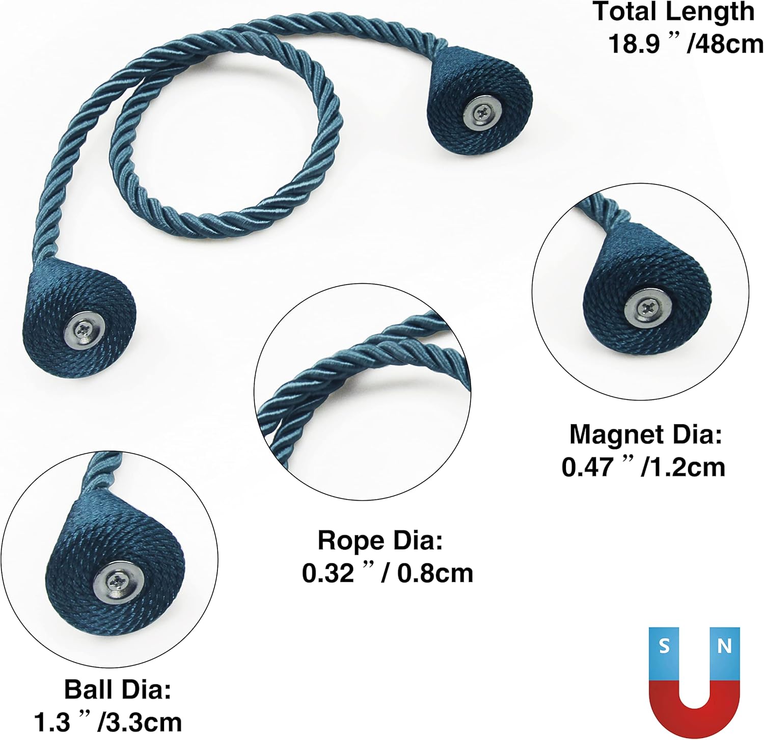 4 Pack Magnetic Curtain Tiebacks Rope Modern Handmade Curtain Tie Backs Decorative Drapes Weave