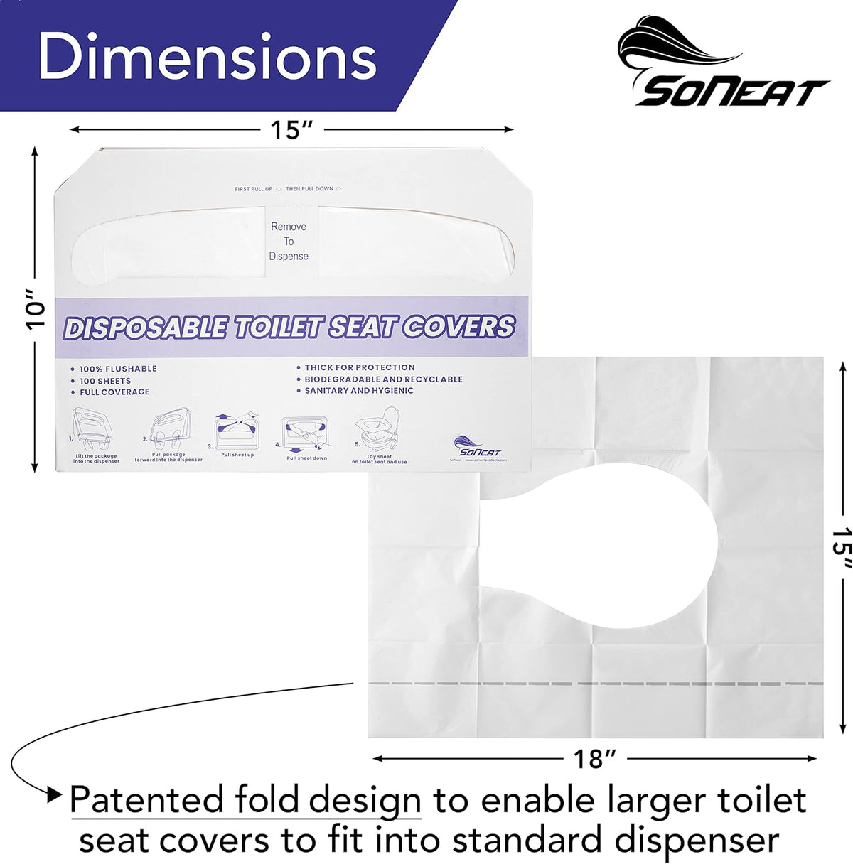 Disposable Toilet Seat Covers XL Half Fold Flushable – 200 Sheets 2 Pack for Public Facilities