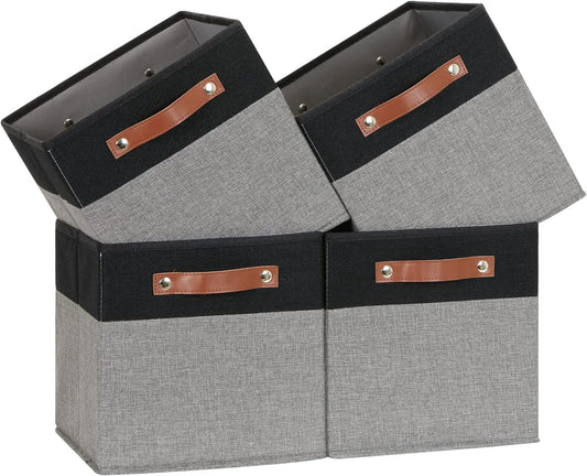 Temary 11 x 11 Cube Storage Bins Fabric Storage Cubes for Shelf, Closet, 4 Pack Cube Basket for