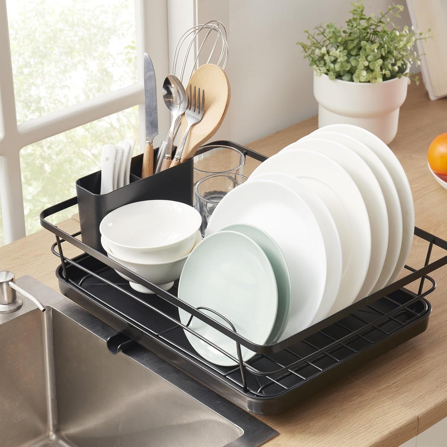 Dish Drying Rack 3 Piece Dish Drainer with Drainboard Set for Kitchen Counter – Kitchen Dish Rack