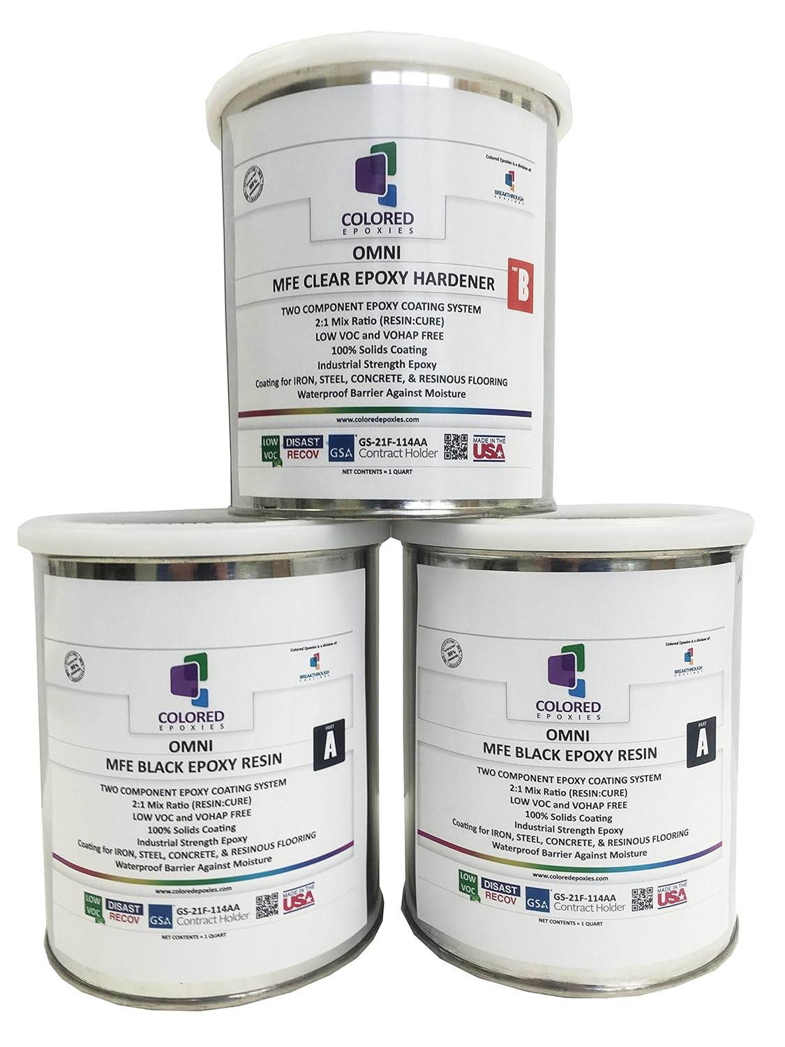 Coloredepoxies 10005 Black Epoxy Resin Coating Made with Beautiful and Vibrant Pigments, 100%