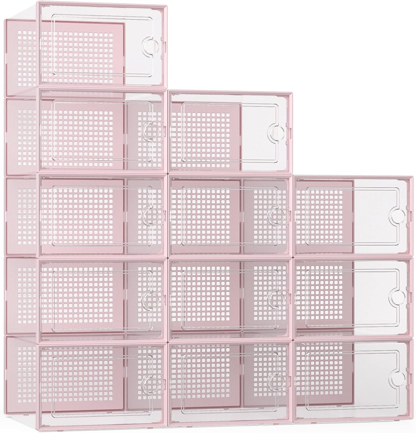 Kuject X-Large Shoe Storage Boxes Organizers Clear Plastic Stackable 12 Pack, Shoe Rack & Holder