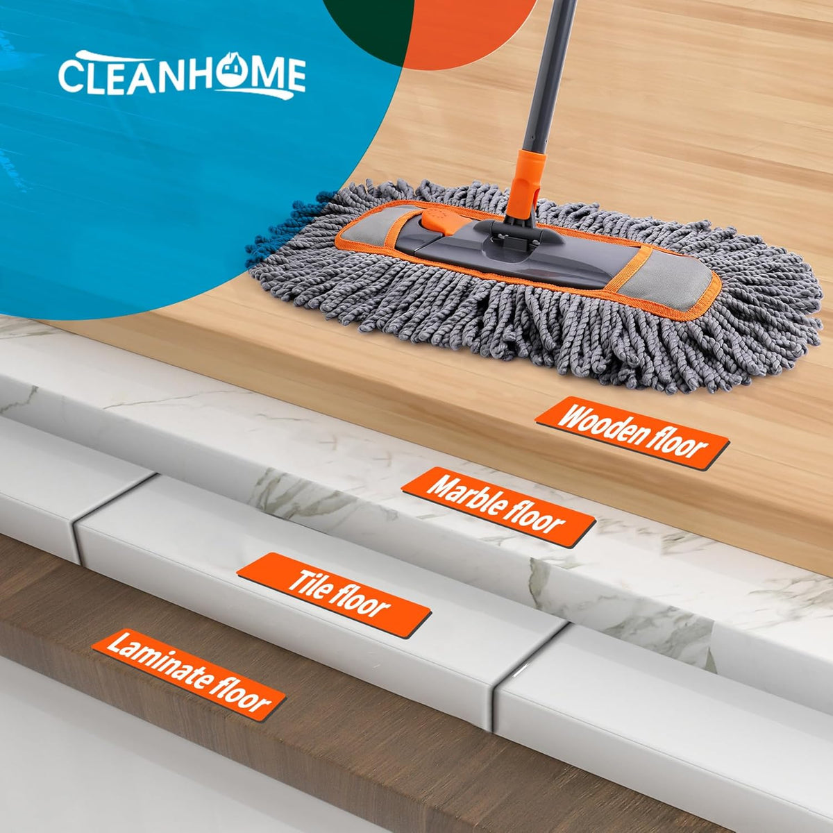 Microfiber Dust Mop for Hardwood Floor Cleaning, Dry and Wet Baseboard and Floor Duster, Household