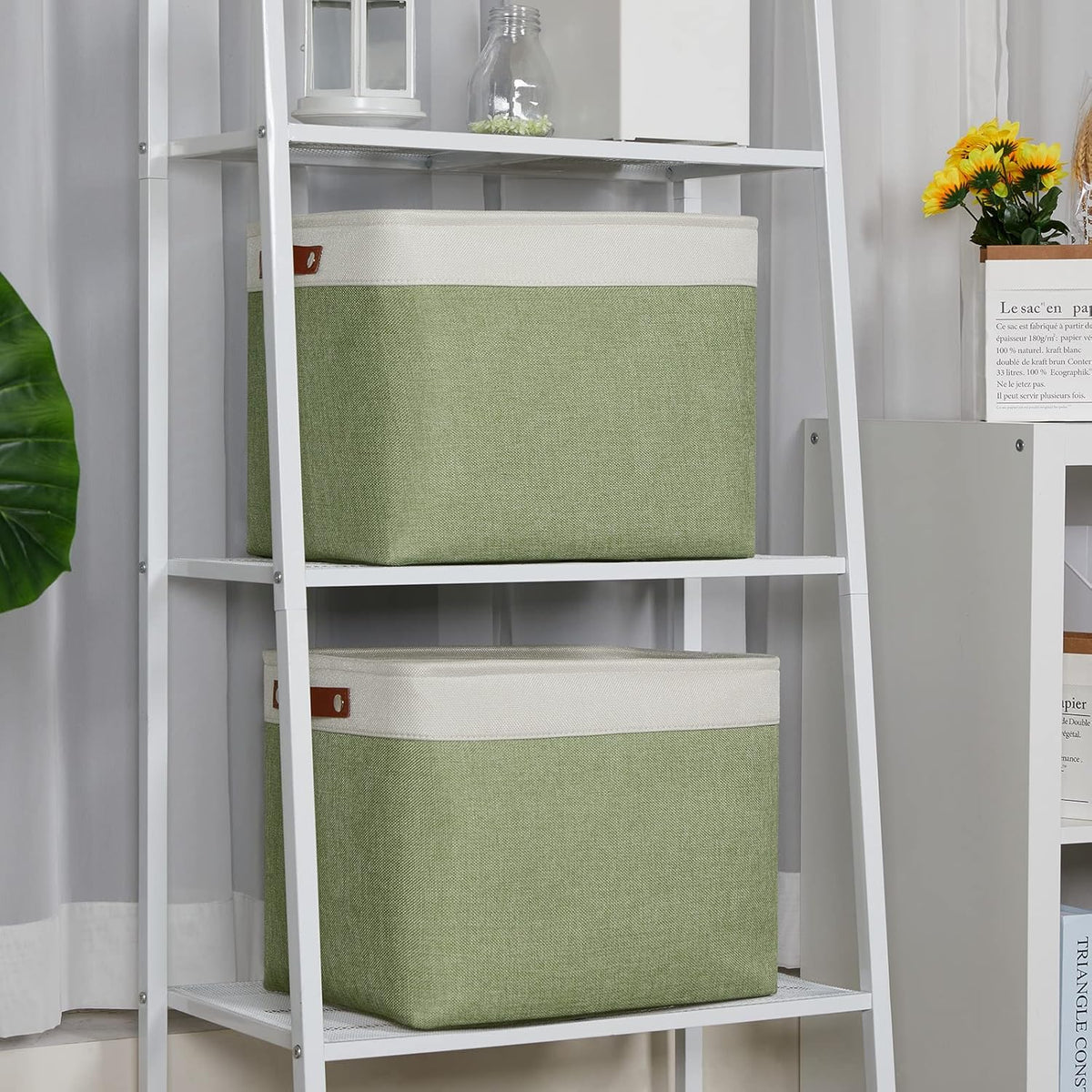 DULLEMELO 2-Pack Large Storage Baskets for Organizing 16"x12"x12" Canvas Fabric Storage Basket Bins