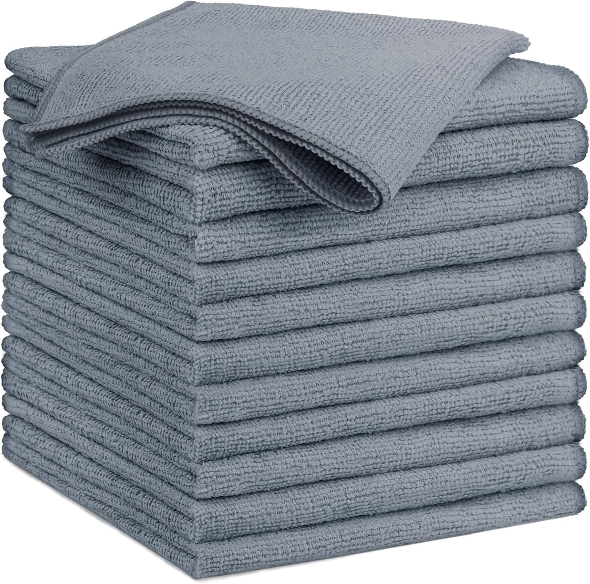 GLIMGLINT Grey Microfiber Cleaning Cloth, 12 Pack Cleaning Towels for Kitchen, Lint Free