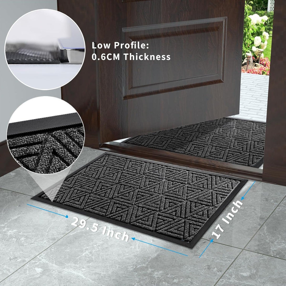 Yimobra Outdoor Mats for Front Door 29.5x17, All-Weather Waterproof Non-Slip Outdoor Door Mat