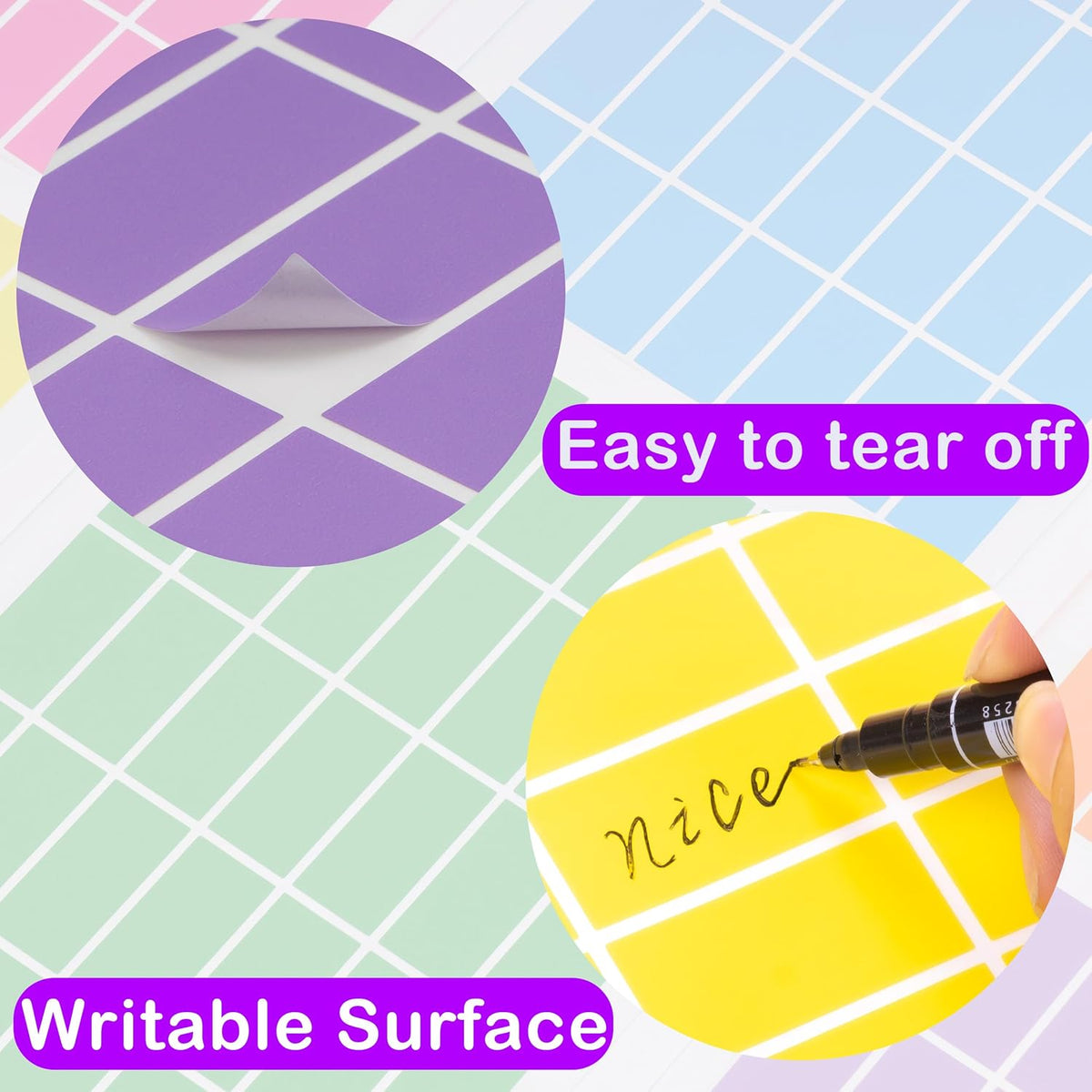 Rectangular Colored Label Stickers,1.57 x 0.75 Inch Color Coding Label,12 Colors Self-Adhesive