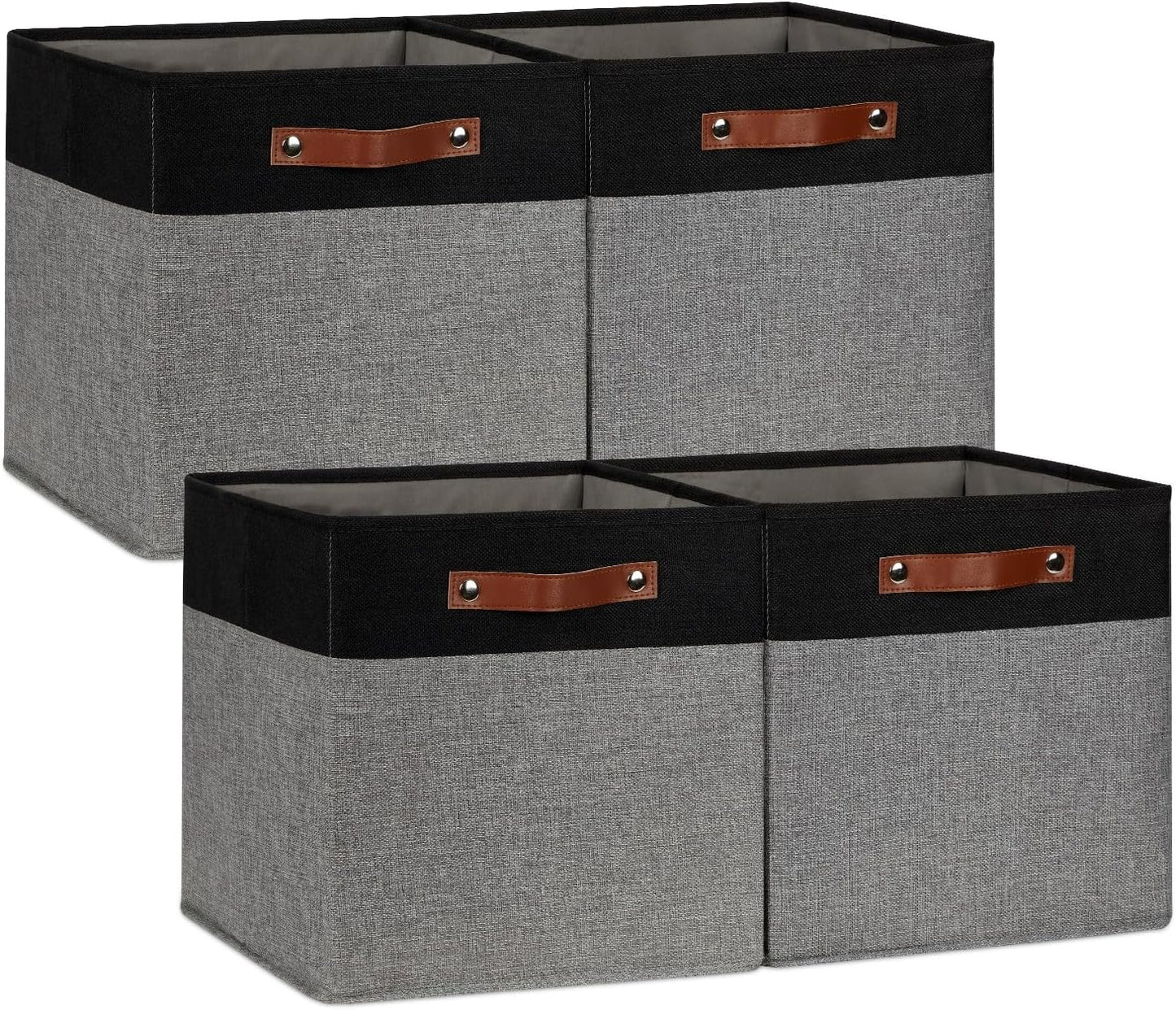 DULLEMELO 12x12 Storage Cubes, Collapsible Sturdy Cube Storage Bins With Handles for