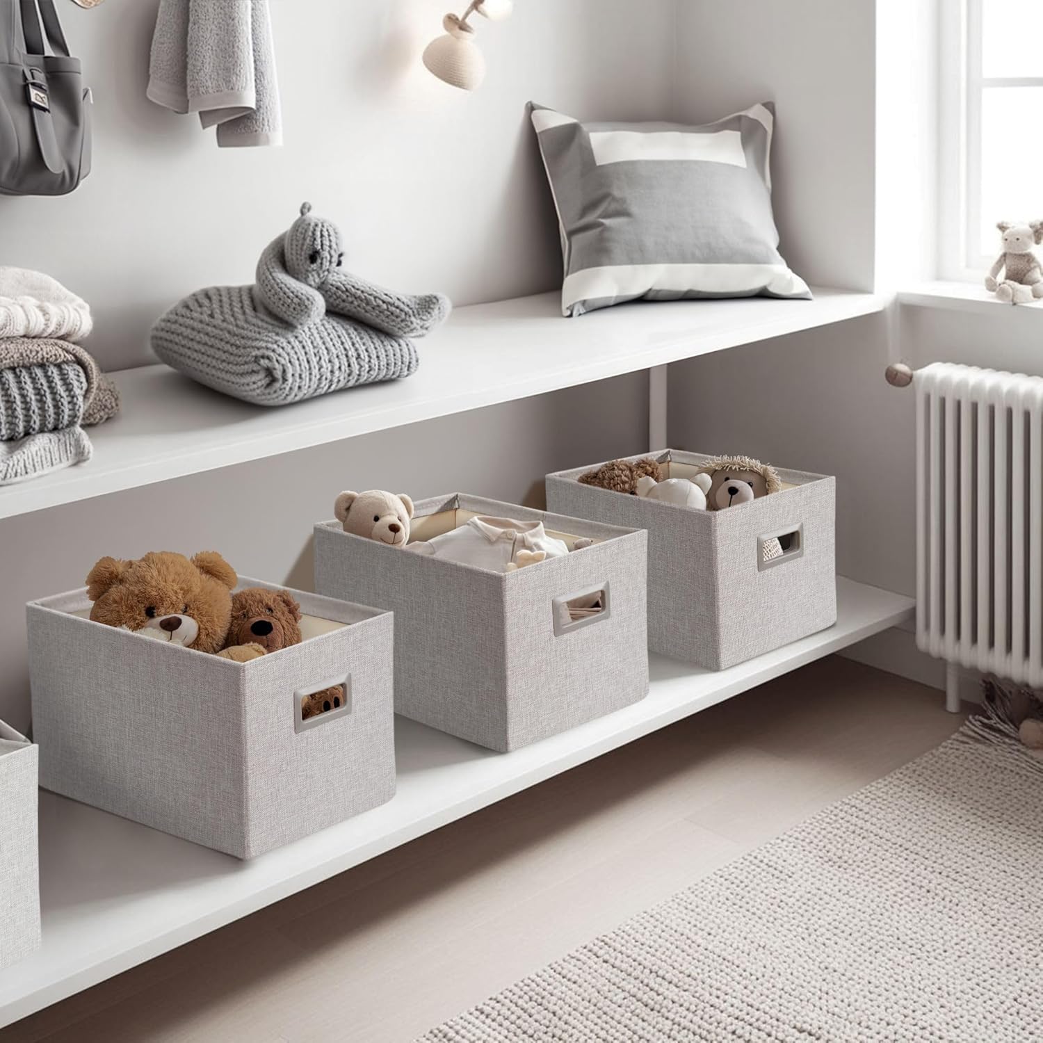 DECOMOMO Storage Bins for Shelves Robust Fabric Closet Bins for Shelves Toy Storage Clothes Books