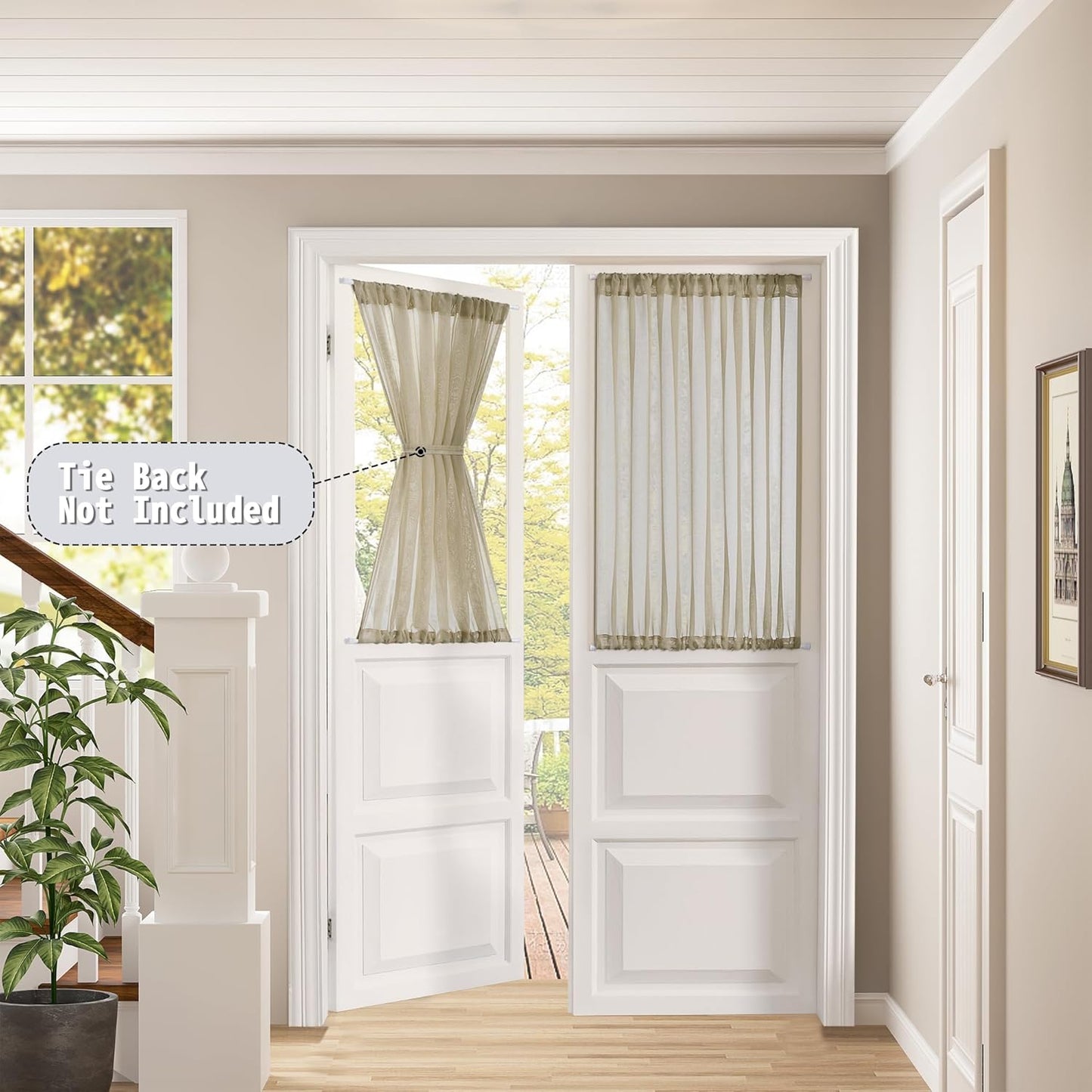 Tollpiz Short Sheer Door Curtain Closet Linen Textured Curtain Sheers Doorway Light Filtering Voile