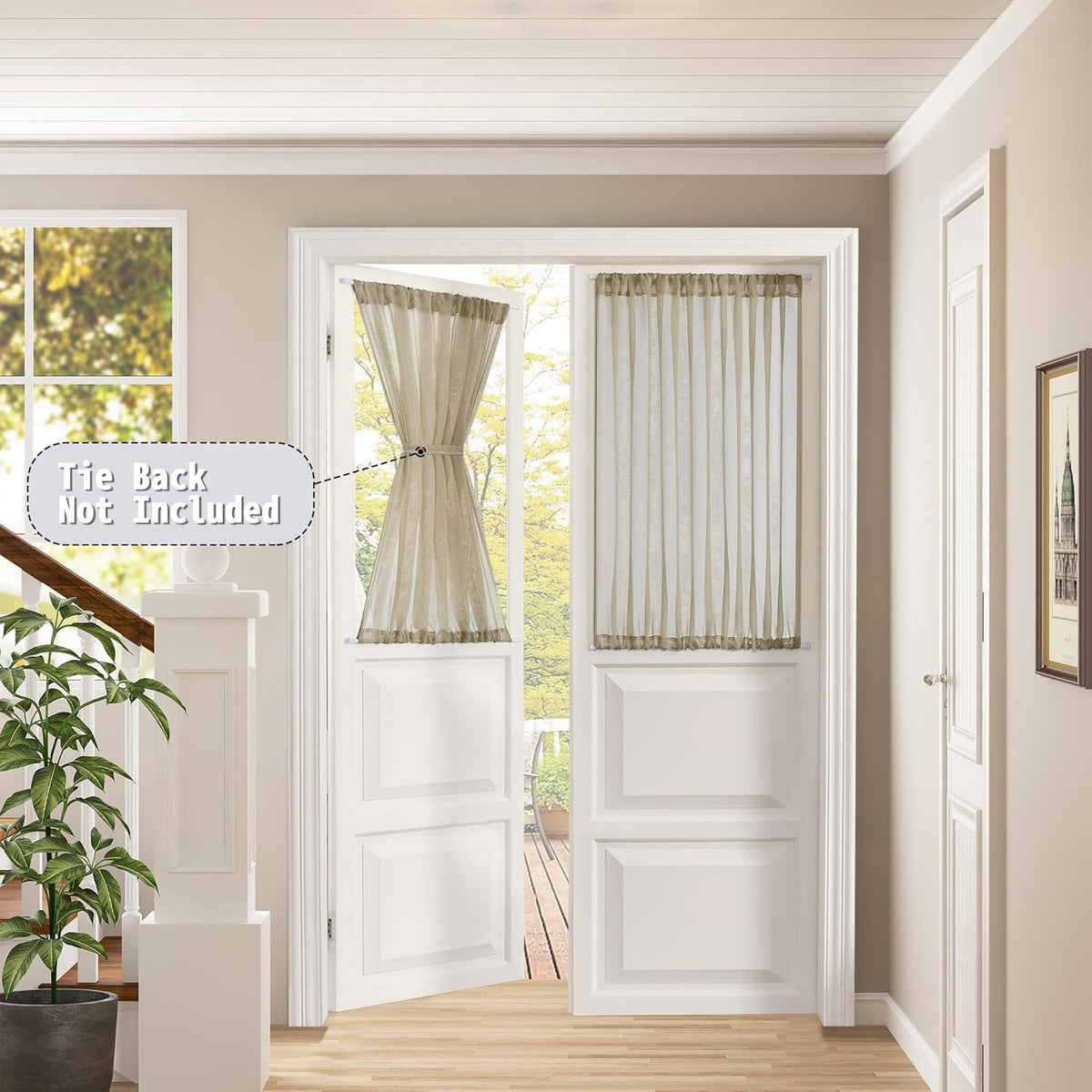 Tollpiz Short Sheer Door Curtains Closet Linen Textured Curtains Sheer Doorway Light Filtering