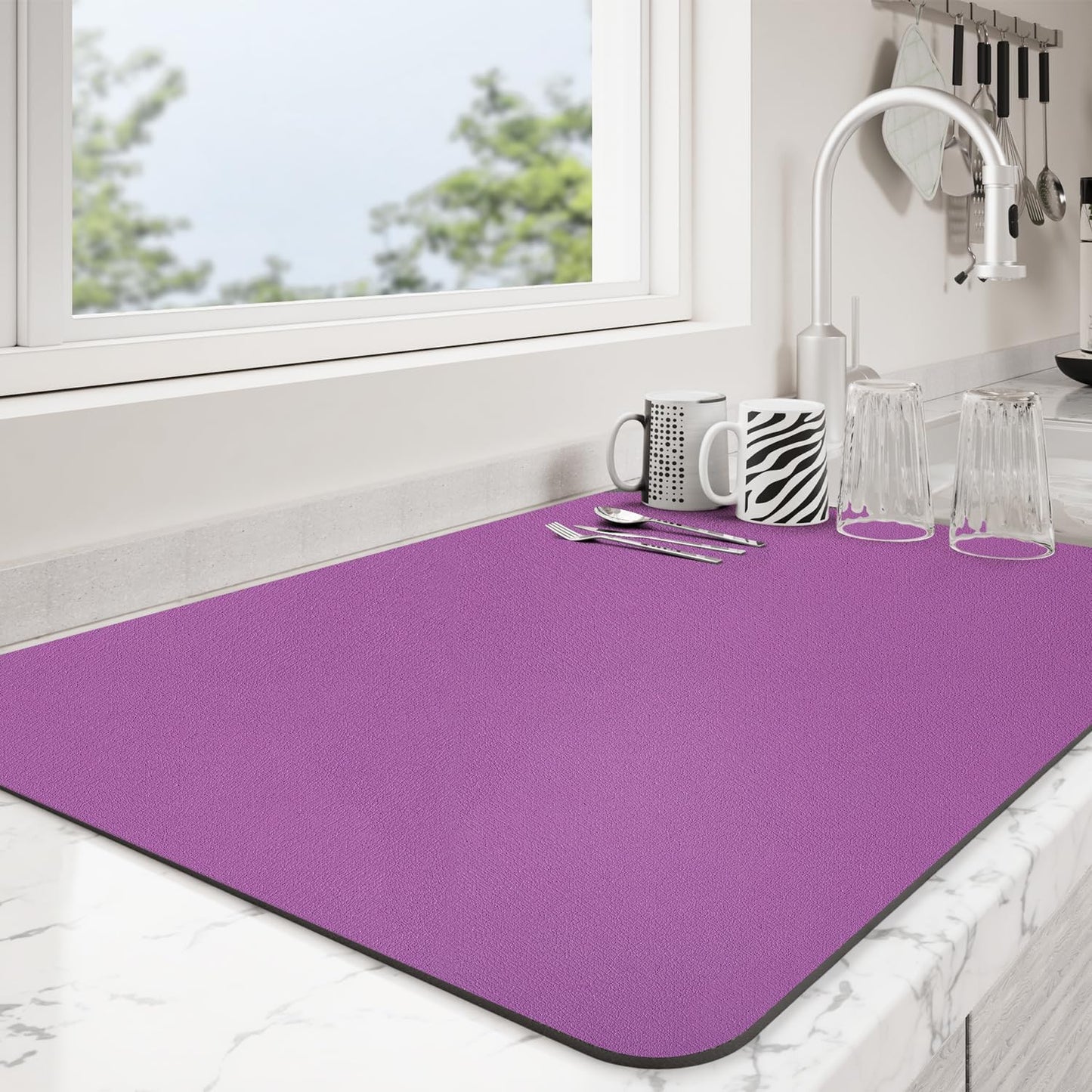 Dish Drying Mat for Kitchen Counter | Coffee Bar Mat for Countertops | Heat Resistant Drainer Mat