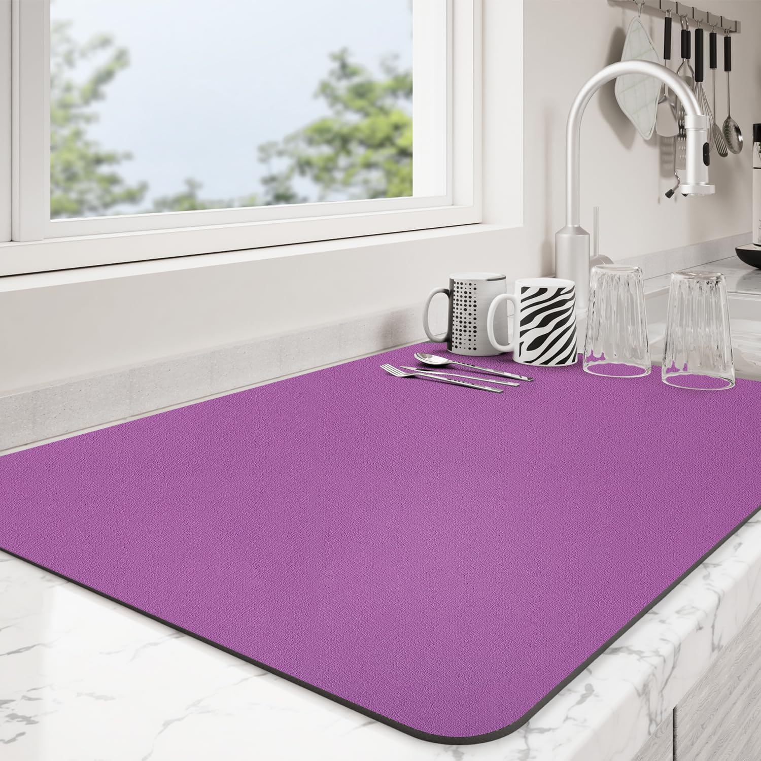 Dish Drying Mat for Kitchen Counter | Coffee Bar Mat for Countertops | Heat Resistant Drainer Mat