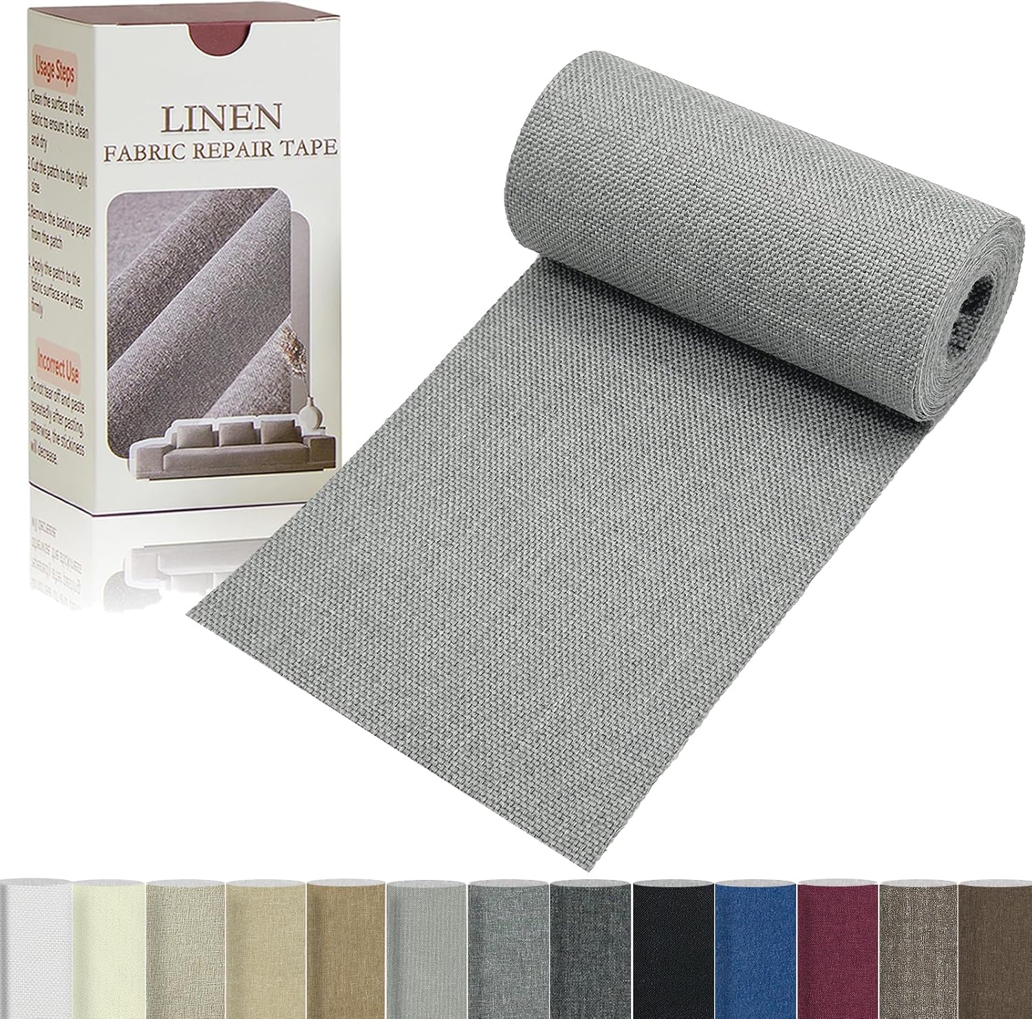 Linen Repair Tape 4x70 Inch Self-Adhesive Couch Patch Repair Fabric Patch for
