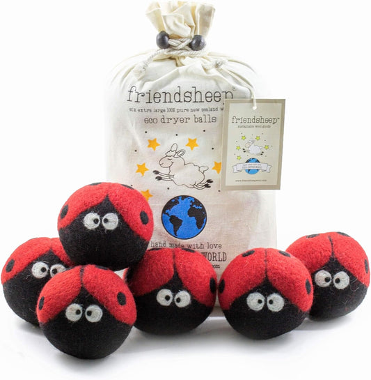 Friendsheep Wool Dryer Balls 6 Pack XL Organic Premium Reusable Cruelty Free Handmade Fair Trade No