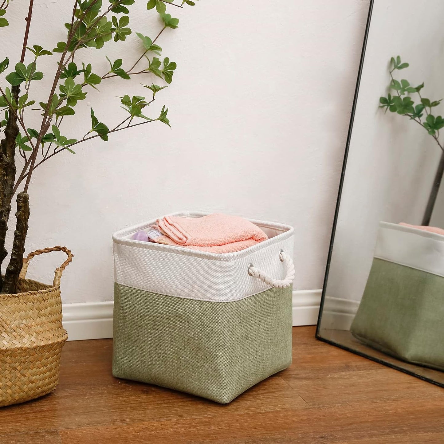 Cube Storage Bins, Collapsible Fabric Storage Cubes Bins, 11 Inch Cube Storage Bins with Handles