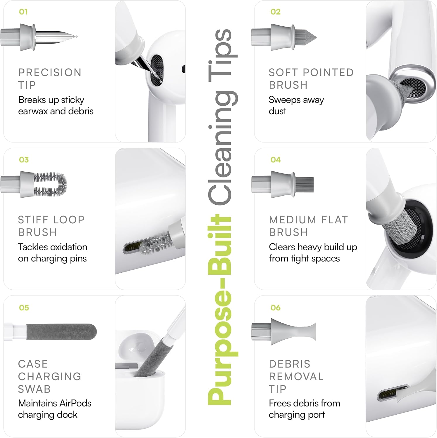 KeyBudz Air Care 2.0 AirPods Cleaning Kit - Patented Multi-Tool Cleaner with Interchangeable Brush