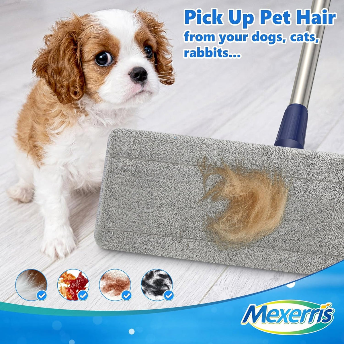 MEXERRIS Microfiber Flat Mop for Hardwood Laminate Tile Floor Cleaning: Stainless Steel Handle - 4