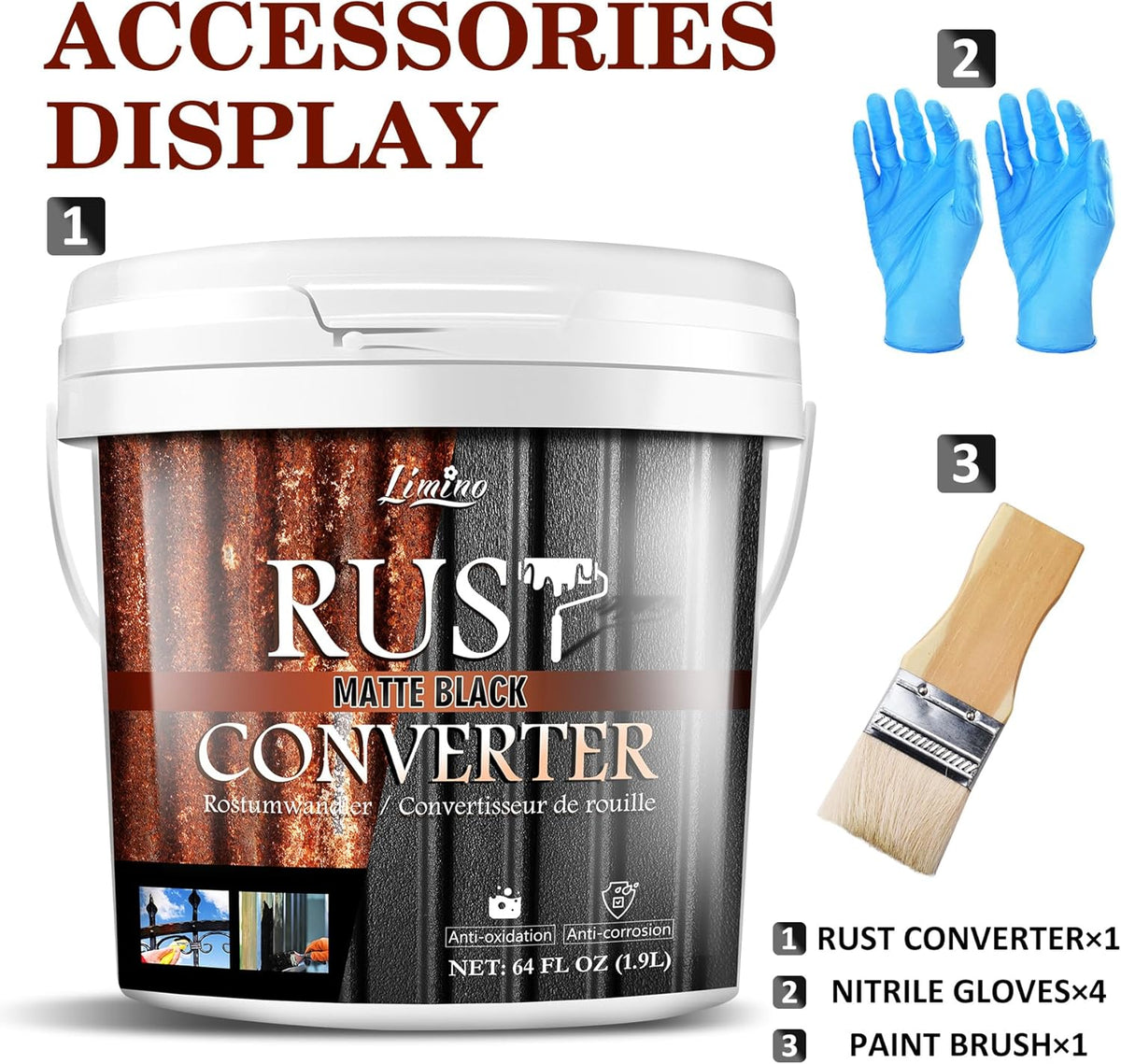 Rust Converter for Metal - Black Metal Primer and Rust Remover, Reformer ＆ Encapsulator