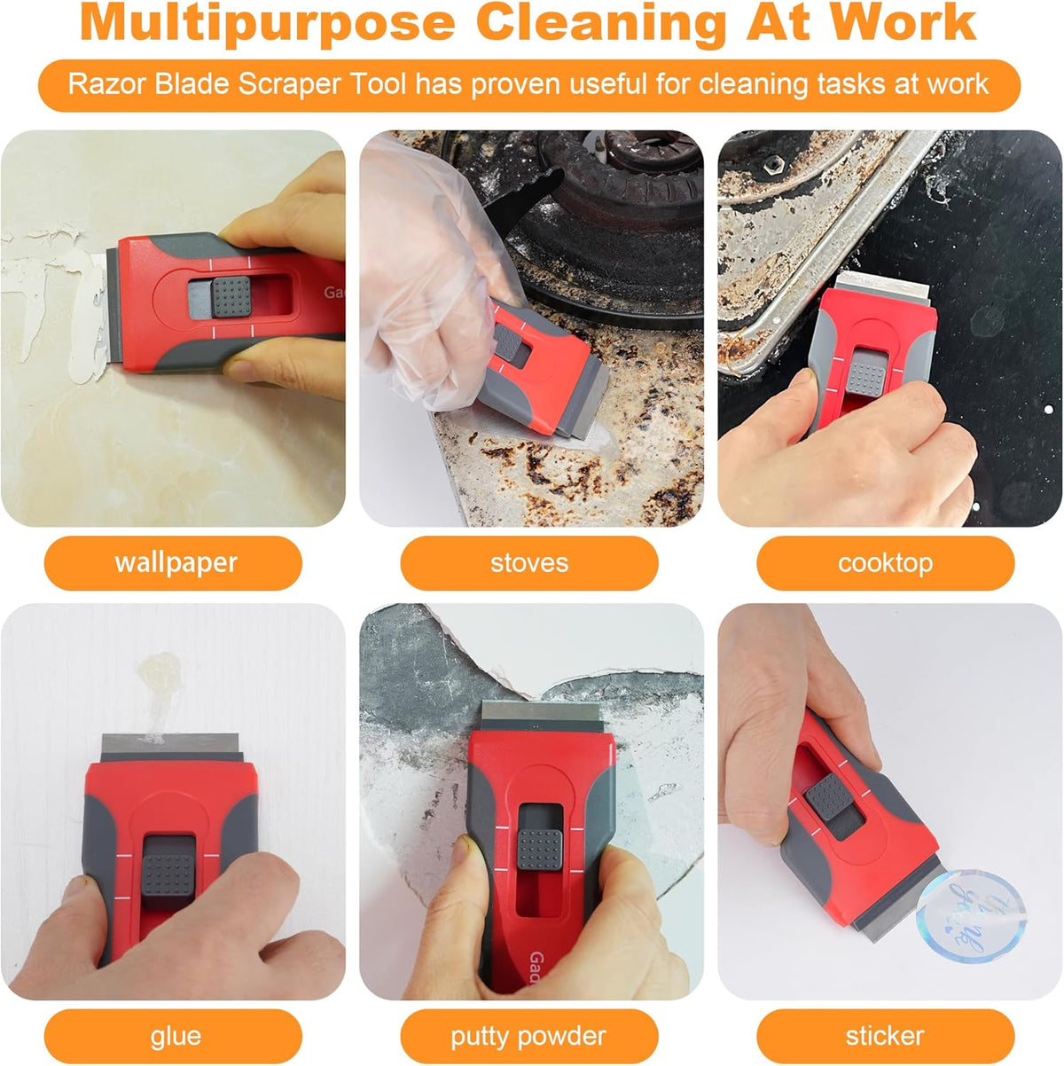 Upgraded Razor Blade Scraper with 2 Pcs Plastic Scraper, Scraper Tool for Cooktop, Oven, Stove