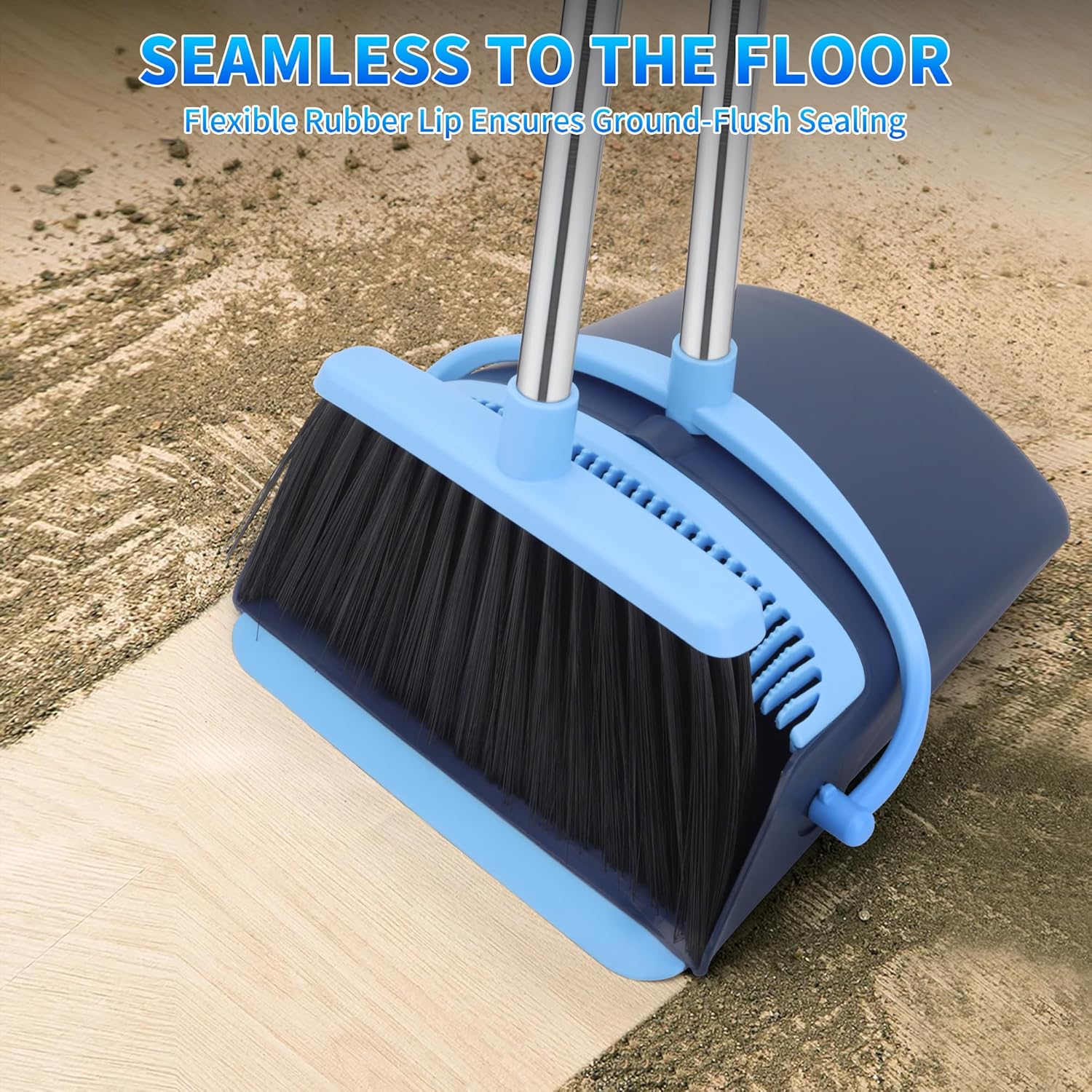 Broom and Dustpan Set for Home 2025 Indoor Outdoor Broom with Dustpan Combo Set Upright Dust Pans