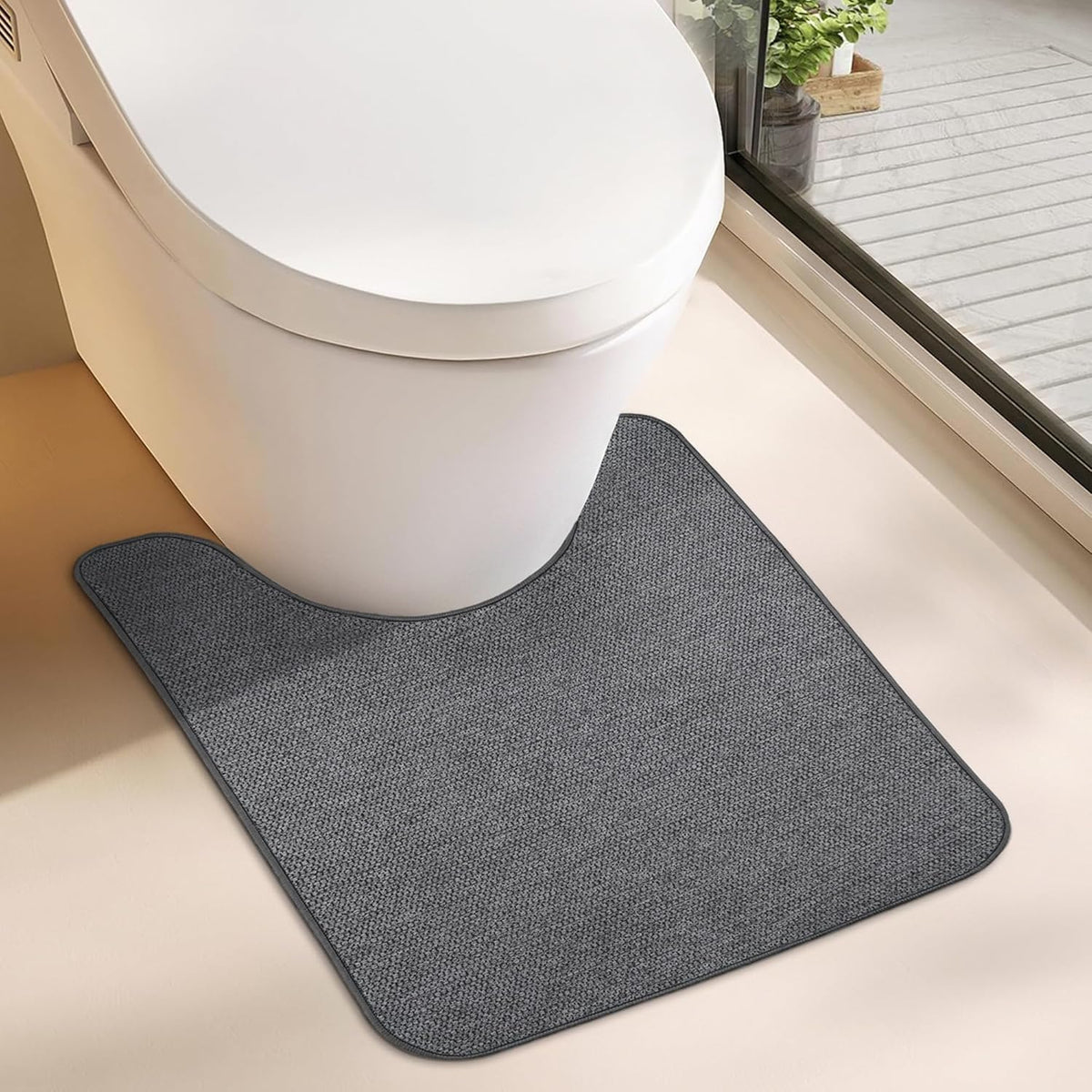 Toilet Rugs U Shaped Bathroom Rug,Machine Washable Non Slip Quick Dry Super Absorbent Ultra Thin