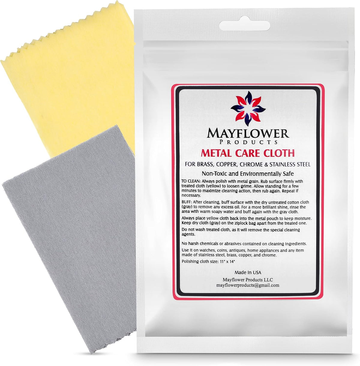 Mayflower Polishing Cloth for Stainless Steel Copper Brass Chrome Made in USA Non Toxic 2 Cotton