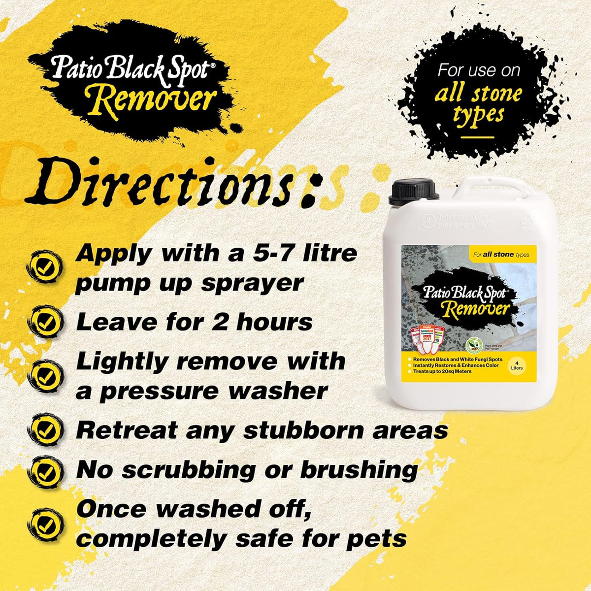 Remover - for All Stone Type - Restore Natural Colour - Removes Staining Caused by Black Lichen
