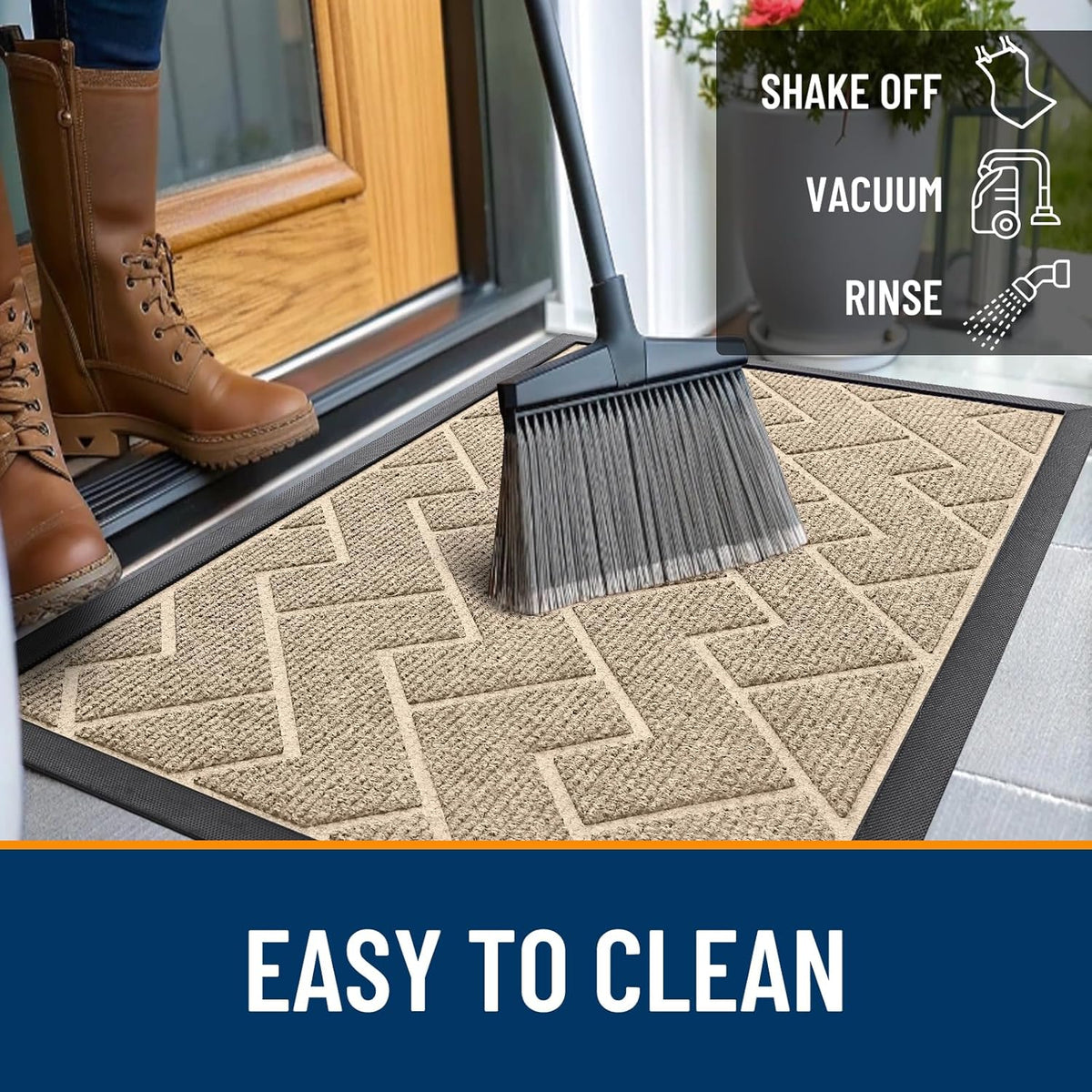 OLANLY Front Door Mat Indoor Outdoor Entrance, Waterproof All-Season, All-Weather Doormat, Sturdy
