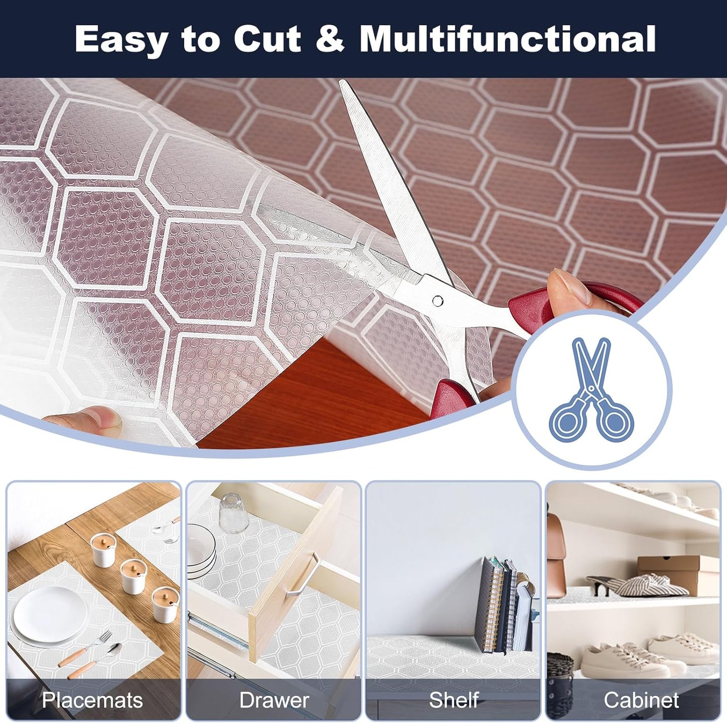 Shelf Liner, Refragerator Drawer Liners for Kitchen Cabinets, Waterproof Bathroom Sink Mat No Slip