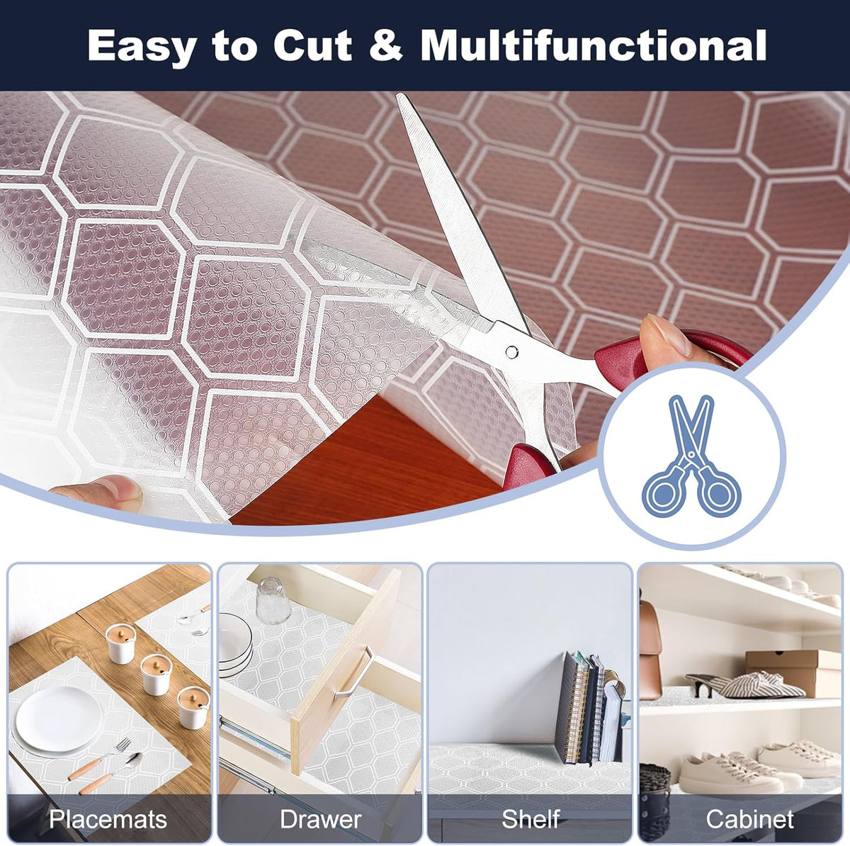 Shelf Liner, Refragerator Drawer Liners for Kitchen Cabinets, Waterproof Bathroom Sink Mat No Slip